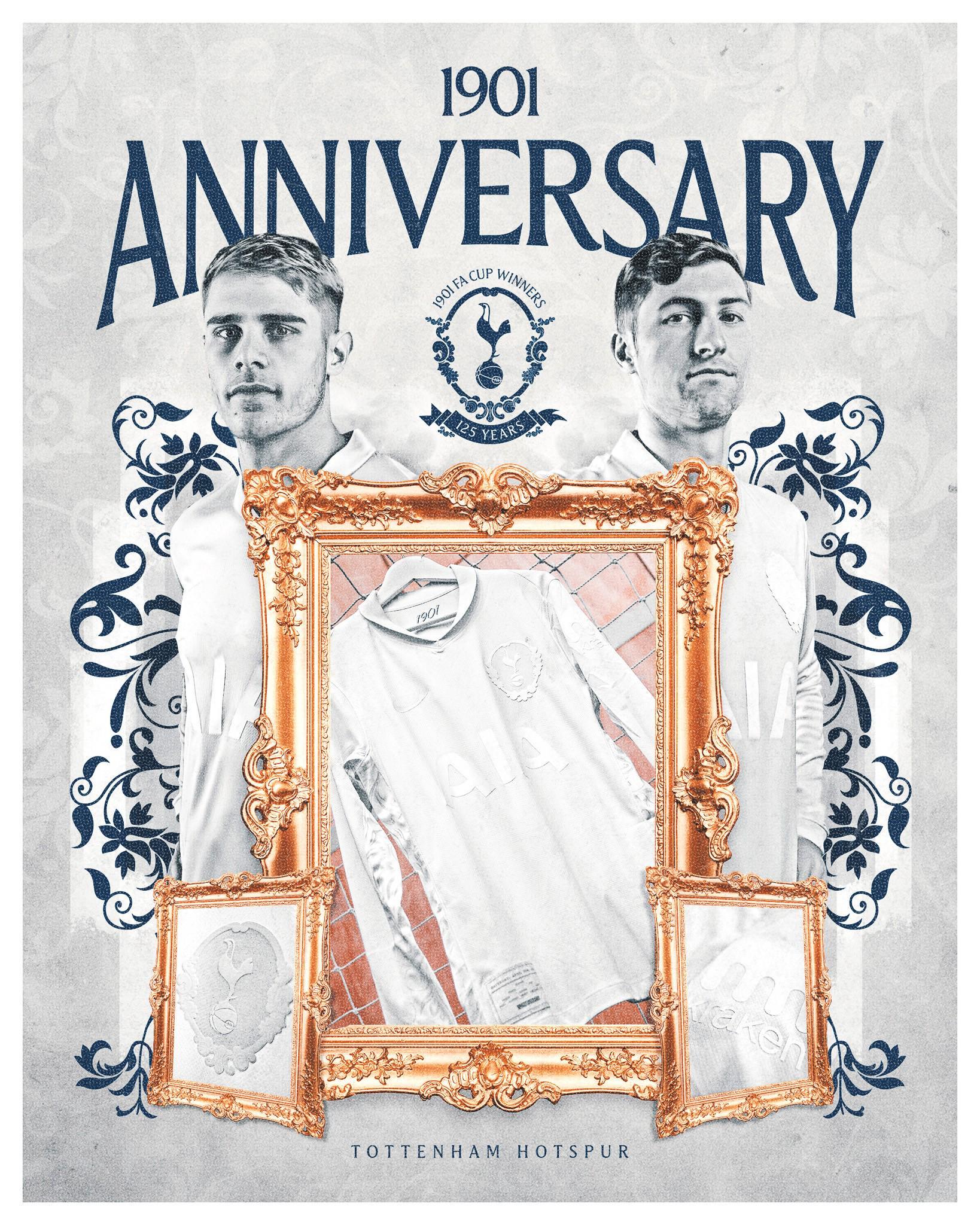 官方：热刺将在对阵维拉的足总杯比赛身着1901复古纪念版球衣